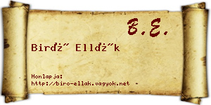Biró Ellák névjegykártya